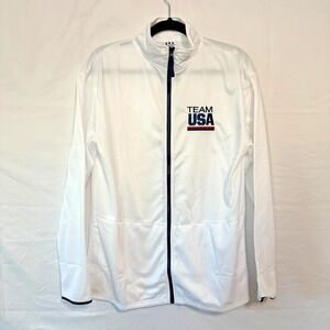 Team USA Olympics Full Zip Jacket Men's Size L White Long Sleeve Never Worn